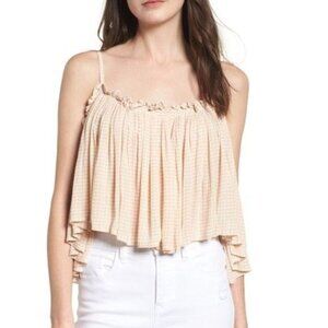 Faithfull the Brand Chania Cinched Top White & Cream Jardin Print Ruffled Size M